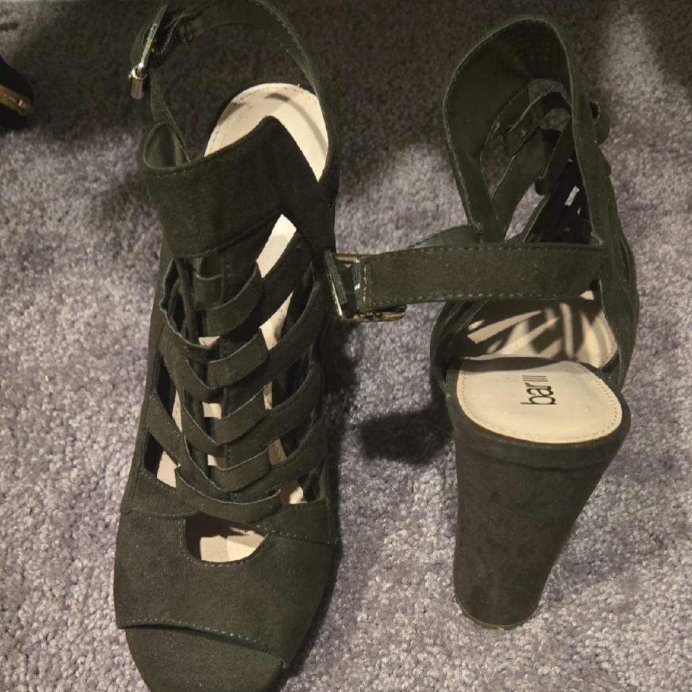 BAR III Olive Green Strappy Heels